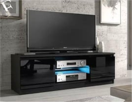 Modern TV Unit Cabinet Stand High Gloss Doors With LED 