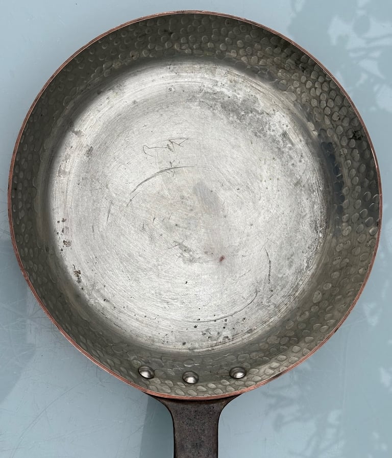 VINTAGE FRENCH COPPER FRYING PAN, 24cm, SBS GRANDE CUISINE FABRICATION FRANCAIS - WILL POST!