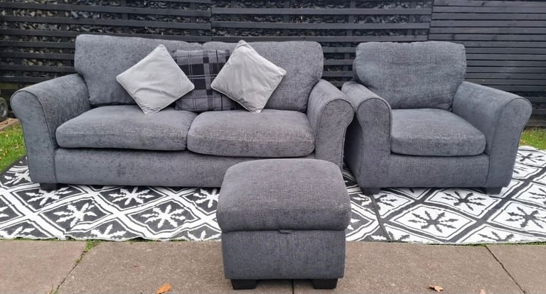 image for Grey Tammy Sofas..3+1+Footstool...Delivery🚚 Available 