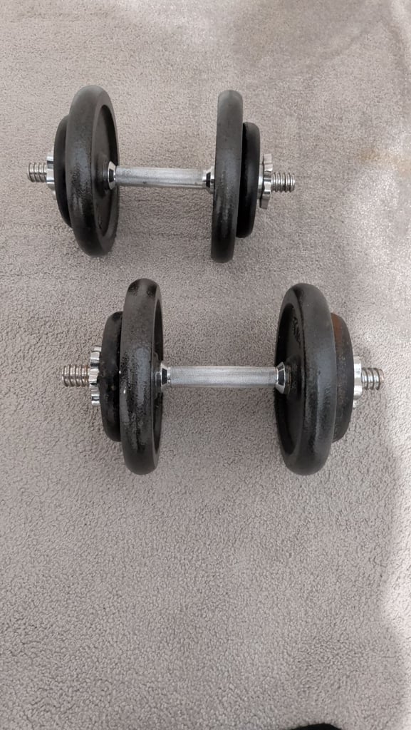 image for 2 x York Cast Iron 16kg Dumbbells 