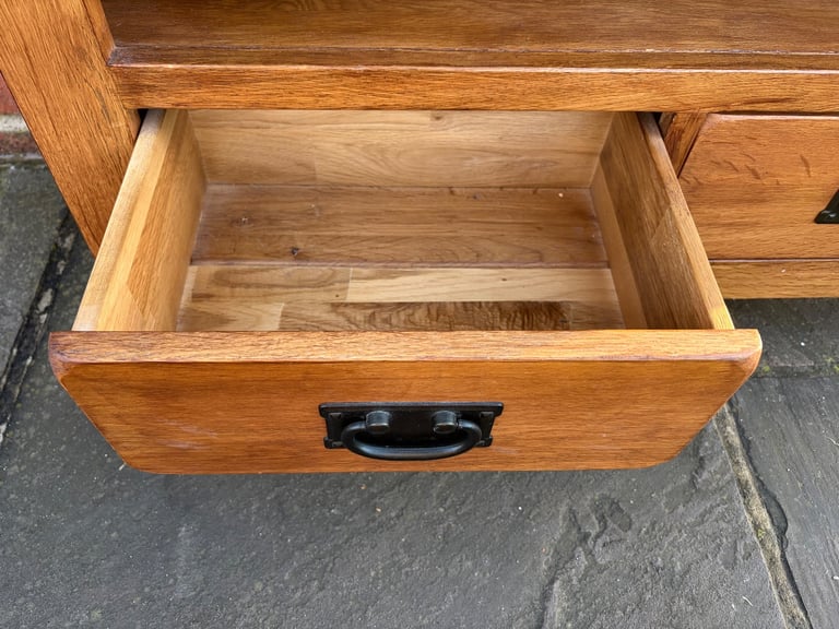 Rustic Solid Oak Tall Bookcase - Excellent Condition 