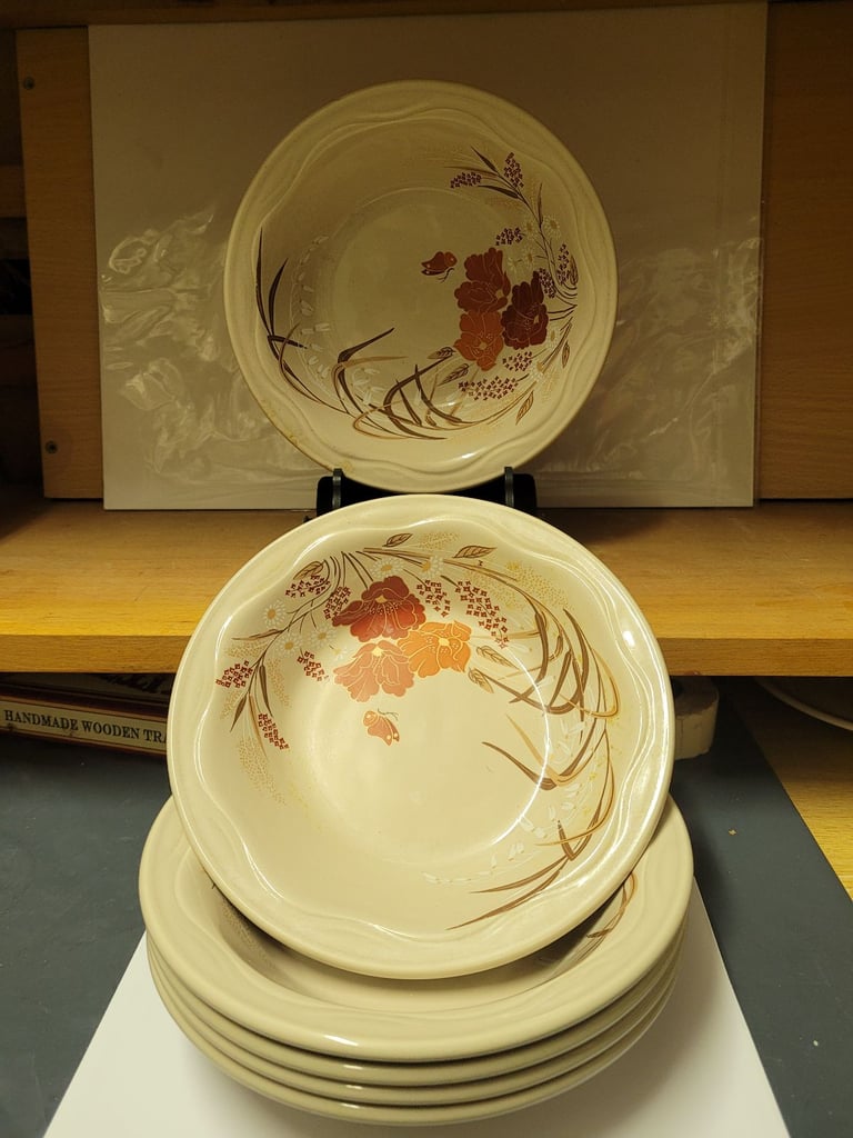 6 X  Poole Pottery Ceramic Kismet Design Soup Dessert Bowls  18cm (L)