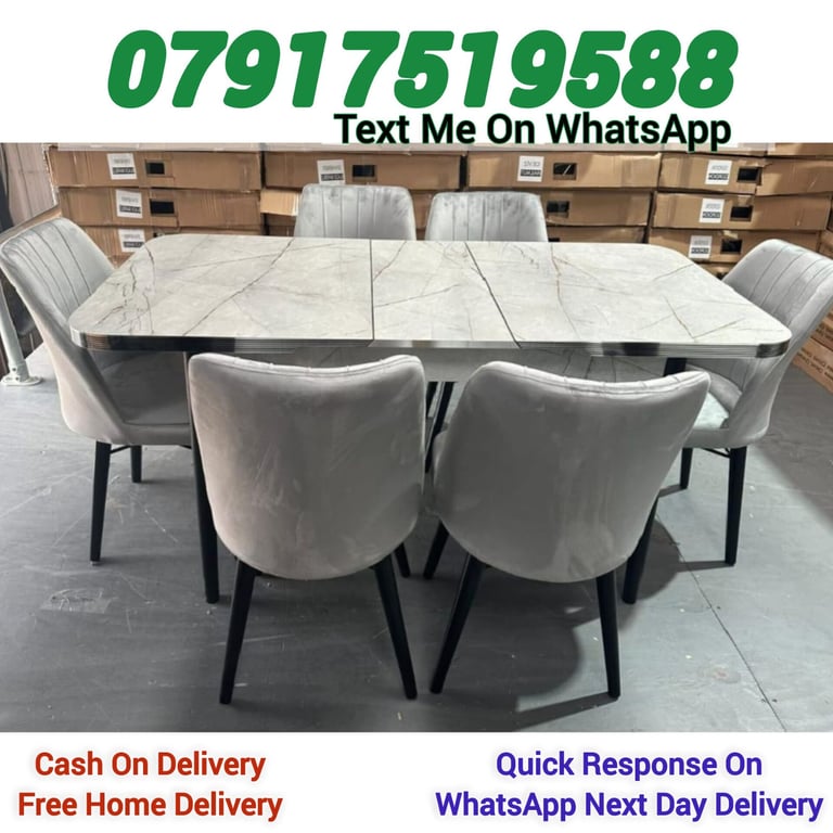 extendable dining table with 6 chairs