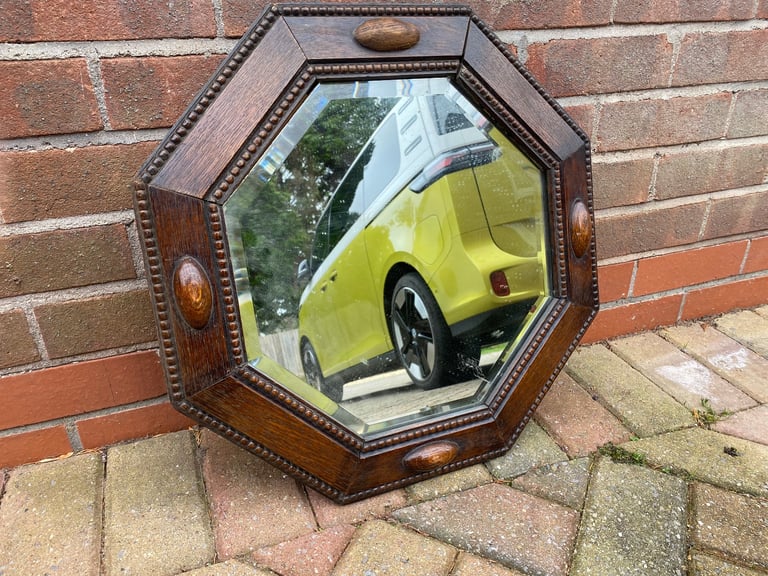 Vintage Edwardian Oak Octagonal Mirror - Small Project