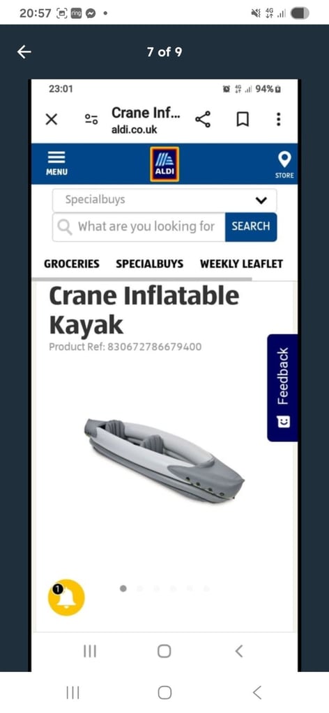 image for 2 seater inflatable kayak plus 2 paddles. Bought last week, only used once