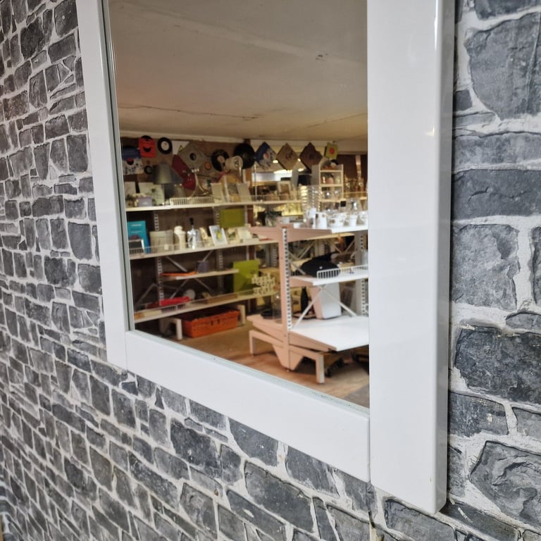 White Framed Wall Mirror – Modern Square Design