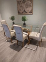 Next solid oak table & chairs
