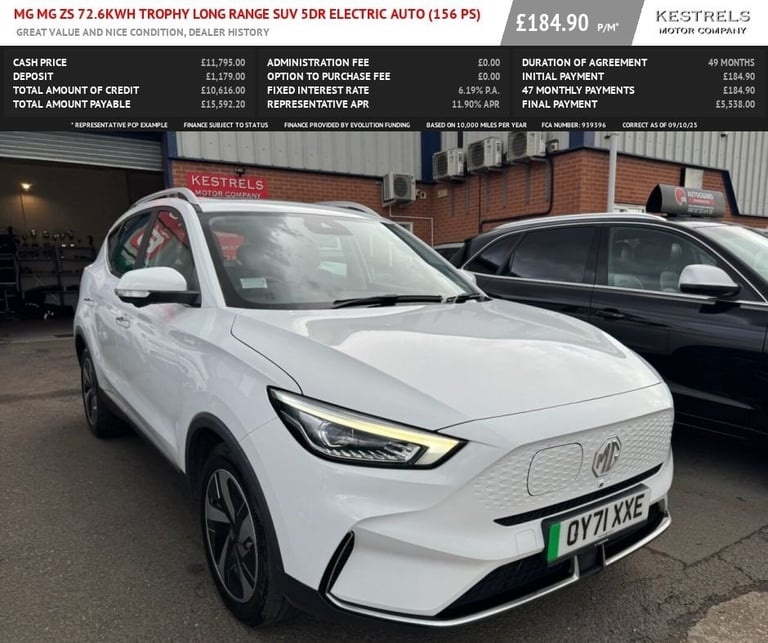 image for 2021 MG MG ZS 72.6kWh Trophy Long Range SUV 5dr Electric Auto (156 ps) HATCHBACK ELECTRIC Automatic
