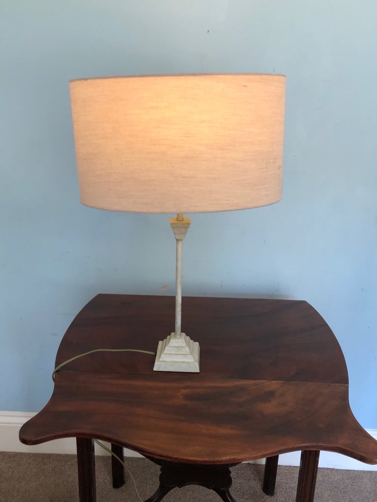 Vintage Individual Unusual Shaped Metal Table Lamp with Oval Shade H24in/61cm  P151