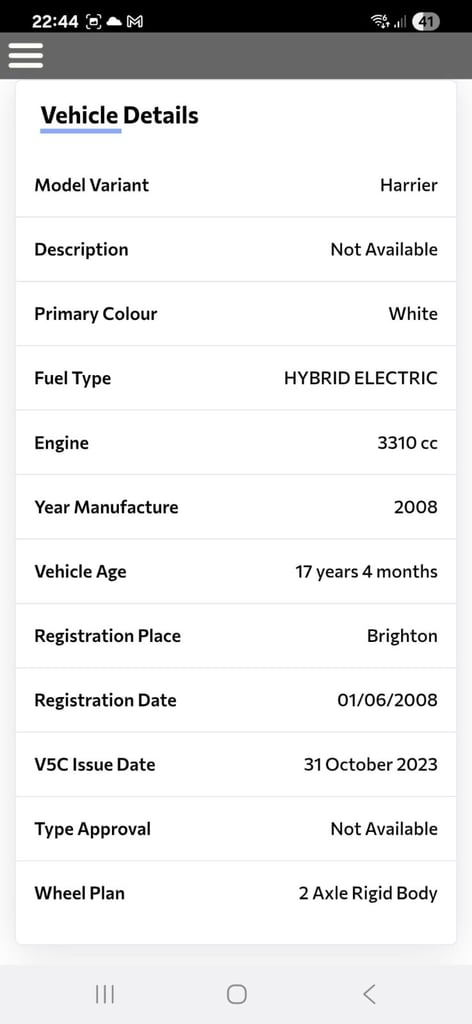 Toyota Harrier Hybrid, 2008, 3310 (cc)