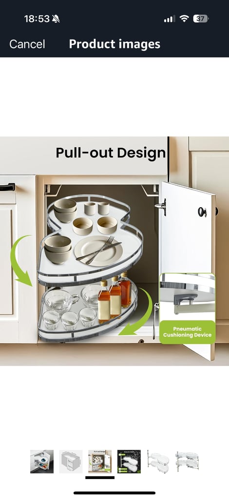 Right hand cupboard pull out swing storage 