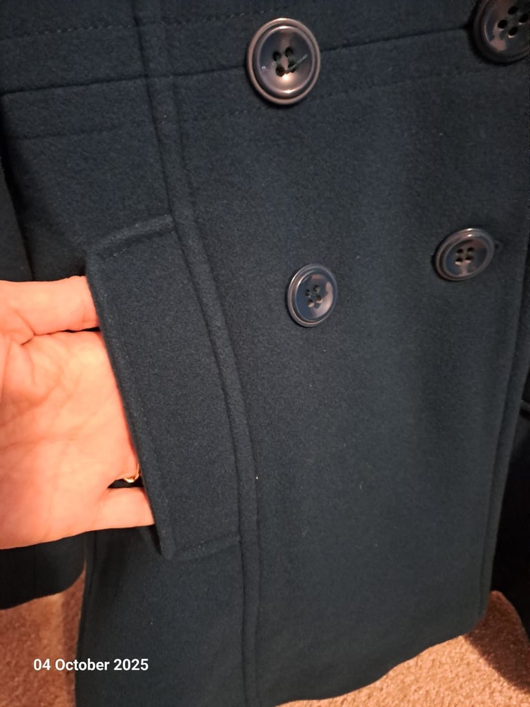 Autonomy teal green blue size 8 Reefer style jacket,  80% wool