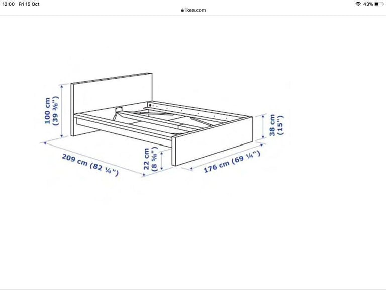 Ikea bed fits mattress 190 x 200 oak look