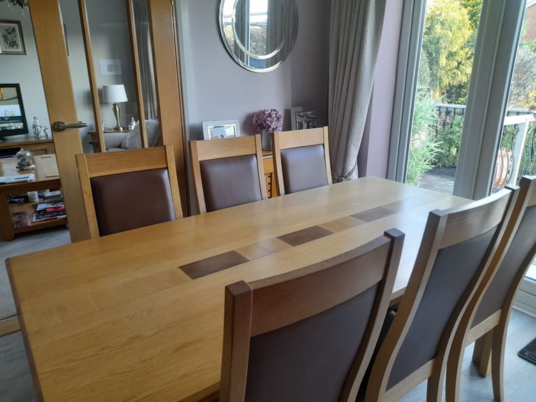image for Dansk oak table and 6 chairs with matching sideboard 