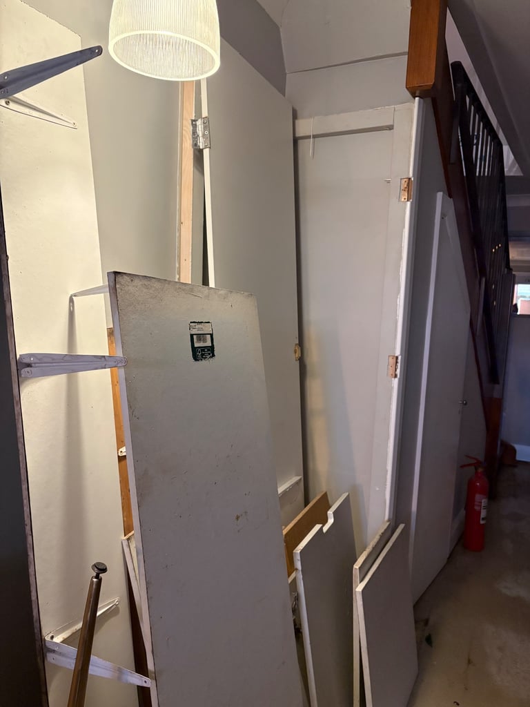 Random pieces of wood shelves doors DIY