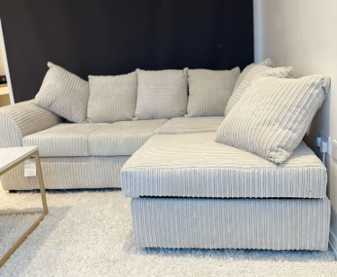 image for Brand New Dylan L Shape corner Sofa Set in Cream Colour - SAME/NEXT DAY DELIVERY