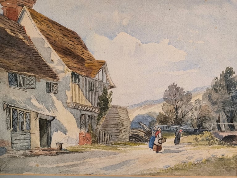 Antique Victorian Watercolour Painting by EM Lamond, 1870