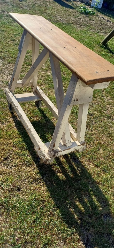 Vintage factory? Industrial trolley bench / portable bar