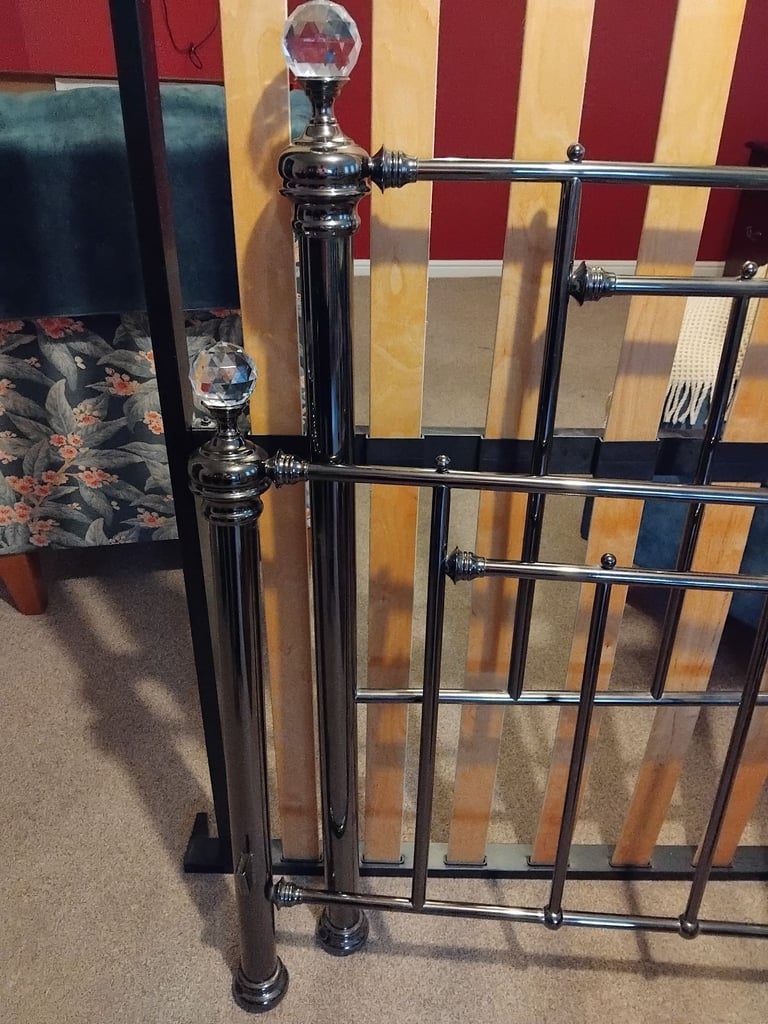 image for King Size Bed Metal Frame with wooden slated base. Bought new from Cousins £800