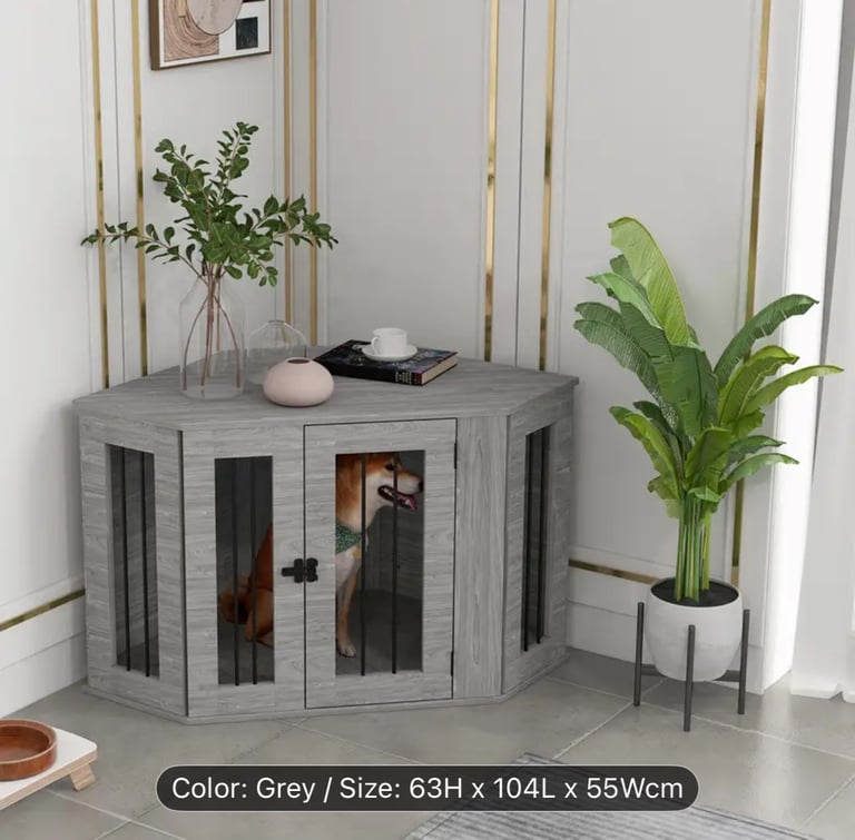 Dog crate / cabinet... corner unit small to medium dog 