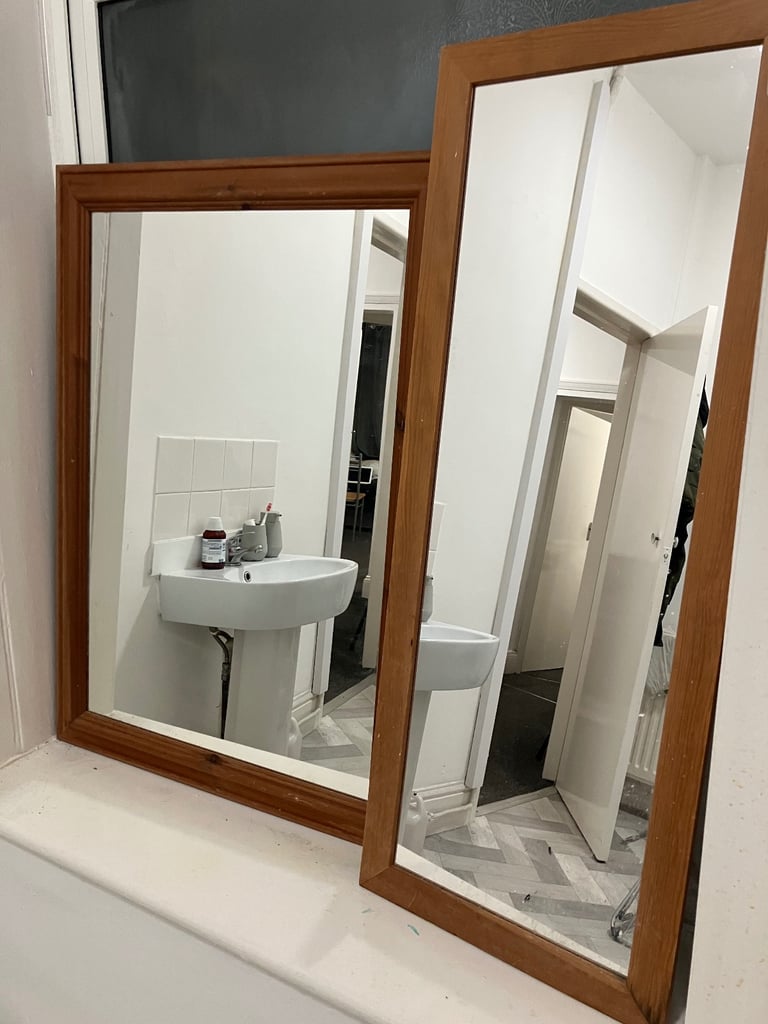 image for 2x Mirrors, wooden frames, big size 