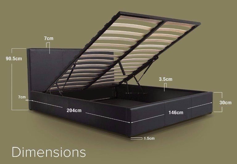 image for ** Limited Stock !! Double Leather Ottoman Bed, Gas Lift Storage, 20% Off COD !! **