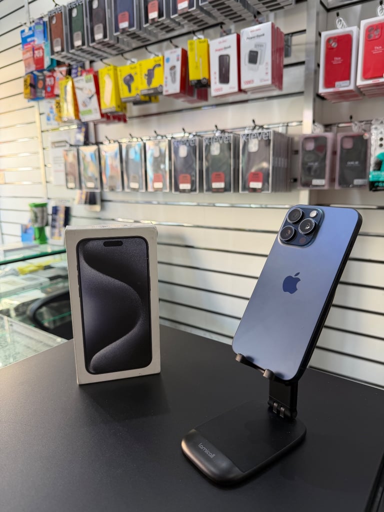 image for Apple iPhone 15 Pro Max 256GB Blue Titanium (Unlocked) in Pristine Condition 93% BH🔋