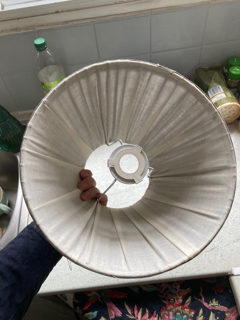 Grey ribbed lampshade 