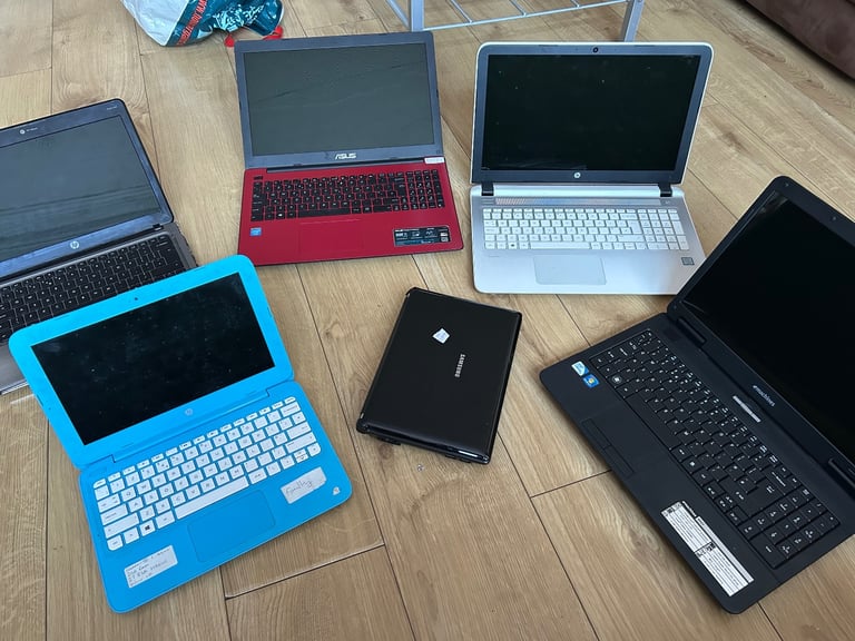 6 laptops - all don’t power on - need new battery possibly - screens are fine 