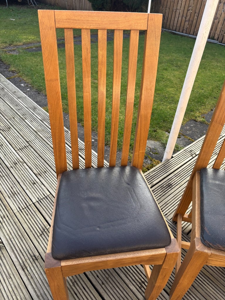 4 Solid Oak Dining Chairs