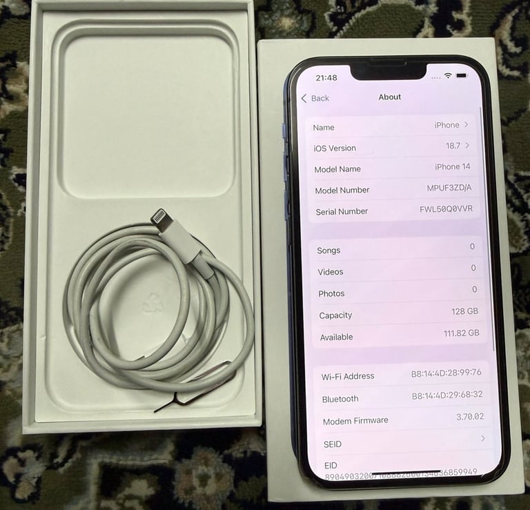 Apple iPhone 14 128 Gb Black Unlocked Brilliant Condition 
