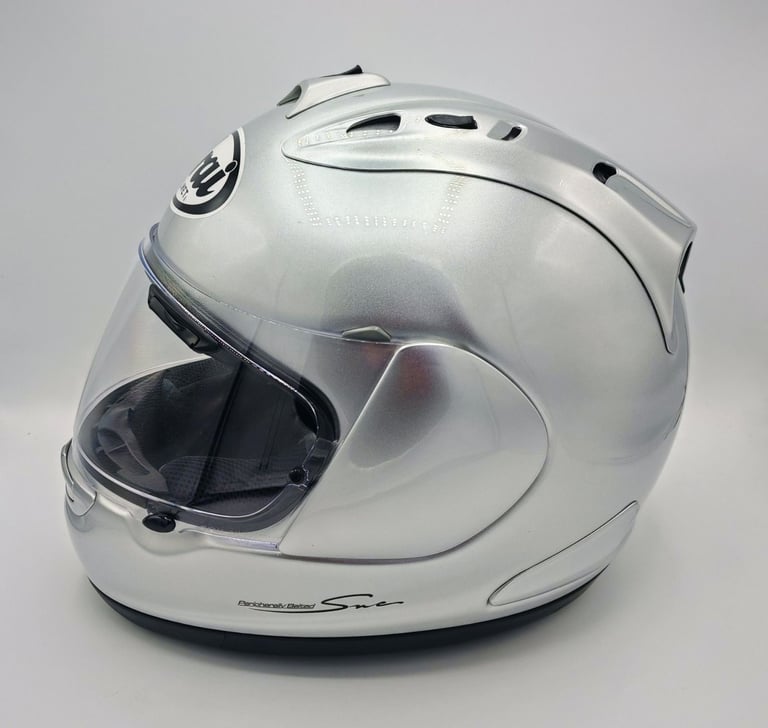 RARE #ARAI RX-7 GP - MOTORCYCLE HELMET - ALUMINIUM SILVER - LARGE - EXCEL COND