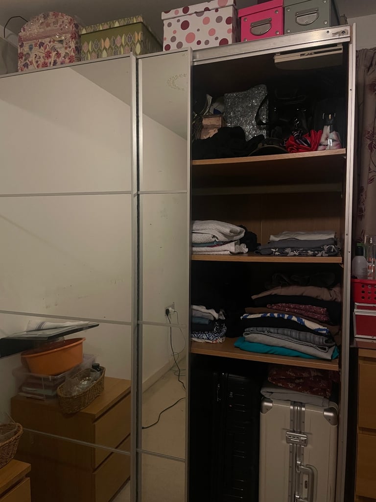 Double glasses side doors wardrobe 