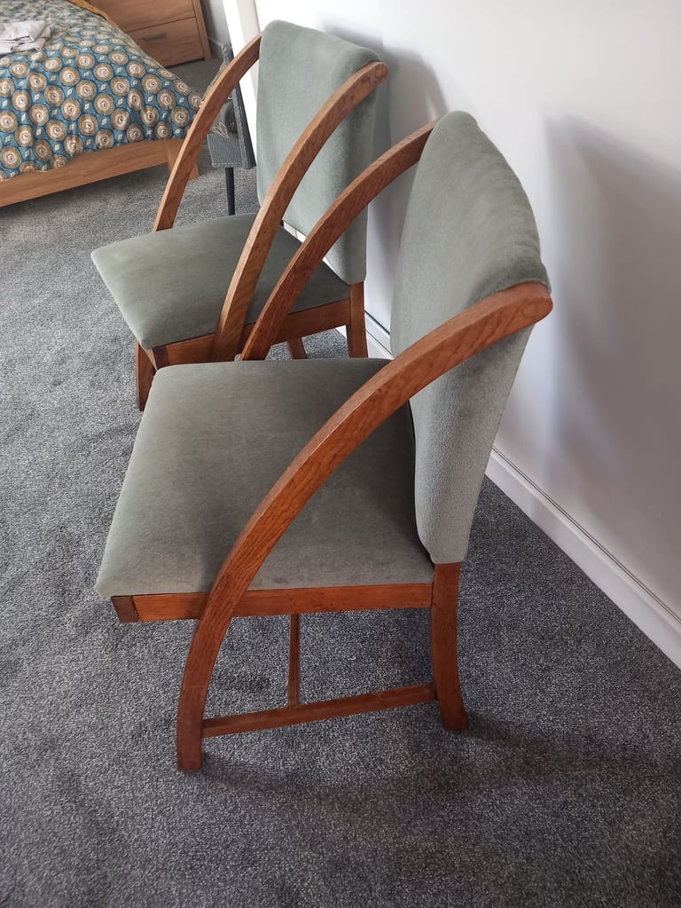 2 newly upholstered art deco chairs. Originally from Harrods.