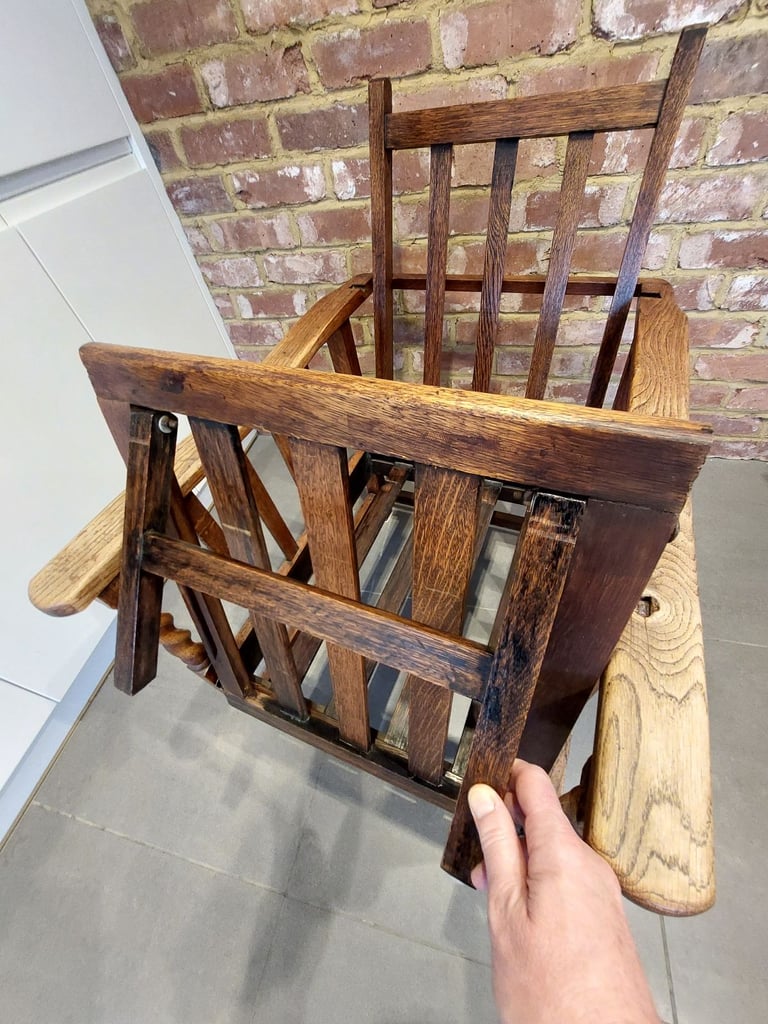 Vintage Steamer Chair, Armchair with Fold-Out Footrest