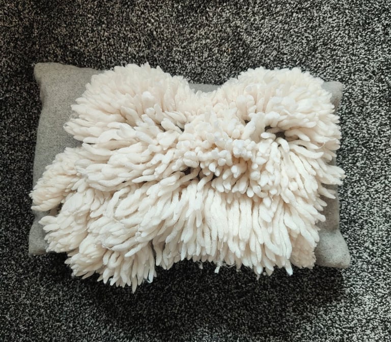 Dunelm Grey and Cream with Eyes and Mouth Cushion