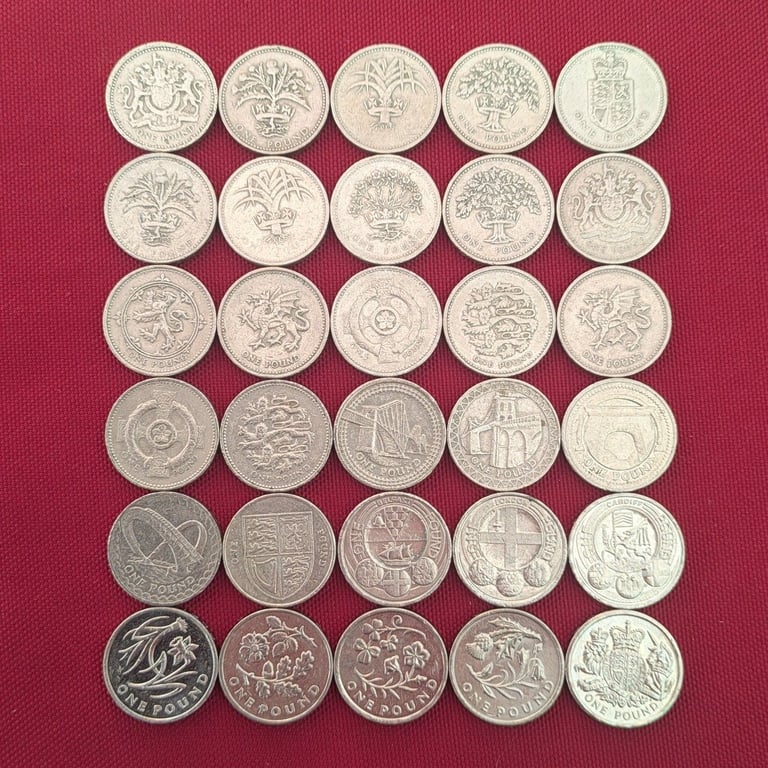 £1 START COLLECTING 30x UK £1 Old Round Pounds coins