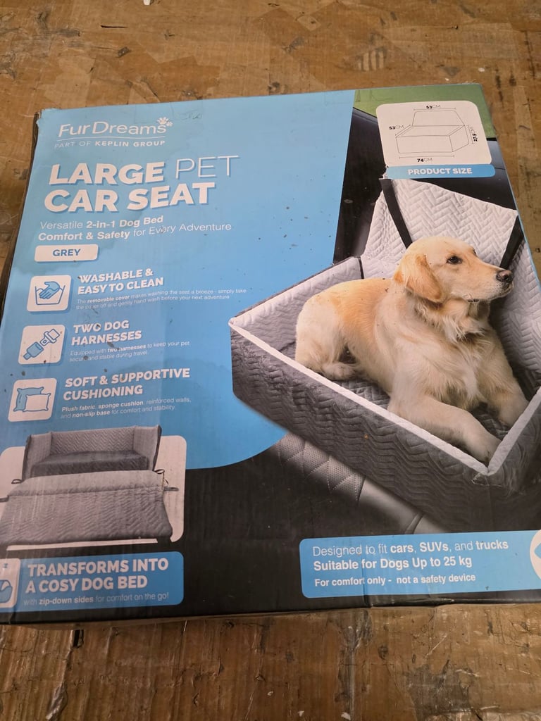 A new still boxed and vacuum  packed large dog Car Seat bed 
