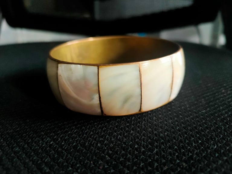 Vintage boho brass Mother of pearl MOP. 
