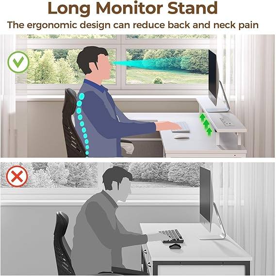 Computer Desk(LED Lights,USB Ports, Power Outlets, Monitor Stand,Reversible Design)