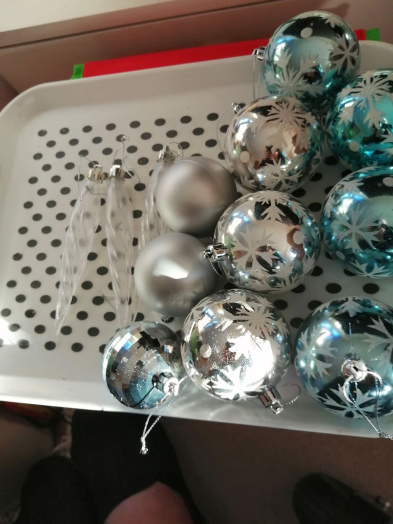 Xmas baubles silver bundle 