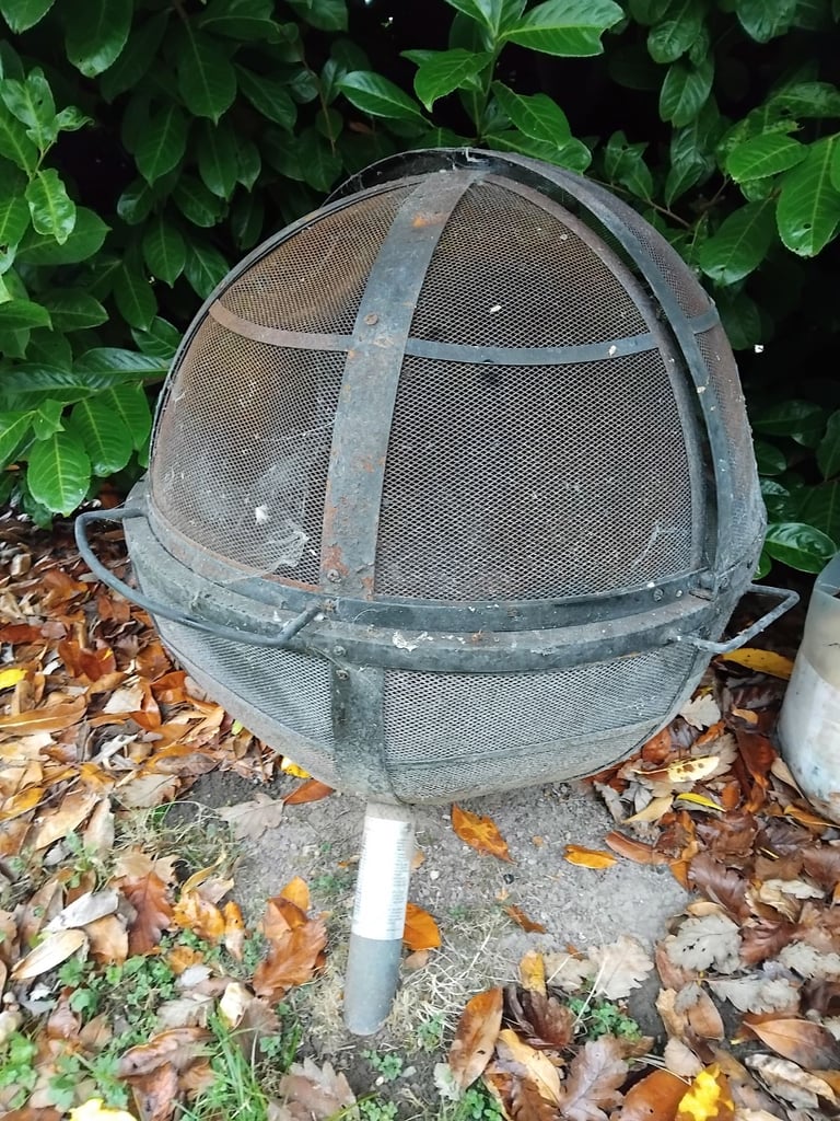 image for Fire Pit, Metal globe cage on legs