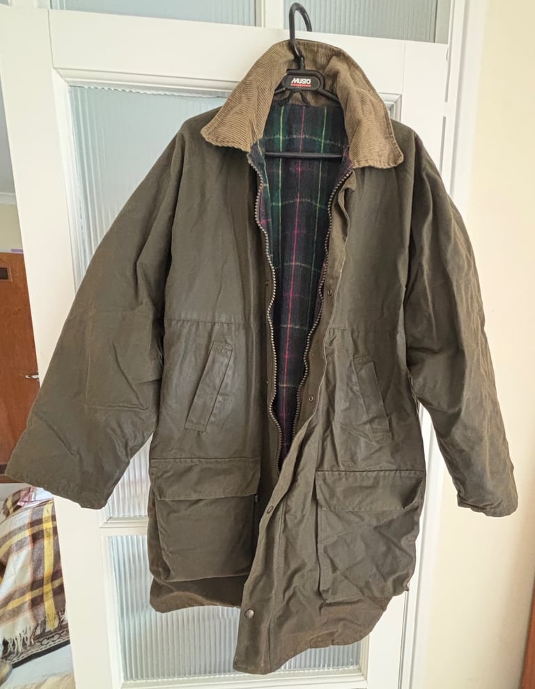 image for Men’s Barbour-style long waxed coat/jacket.