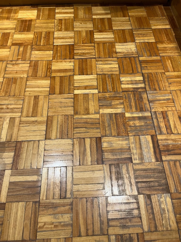 image for Reclaimed Parquet Flooring - needs sanding and cleaning 