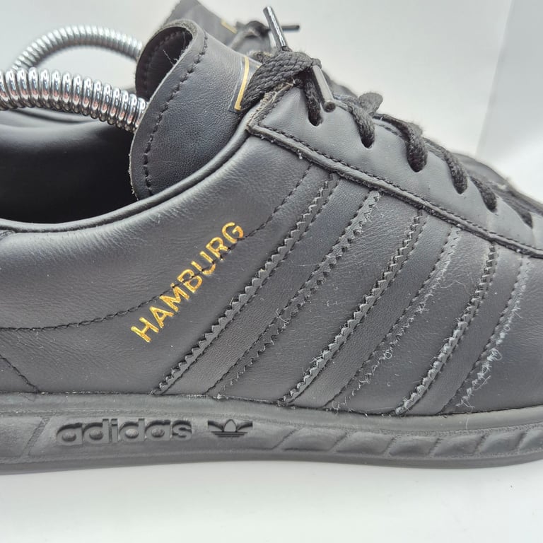 Adidas Hamburg Originals Black Leather Men's UK 9 Striped Casual Terraces