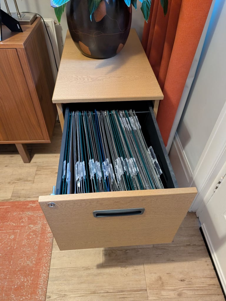 Wooden two drawer filing cabinet 