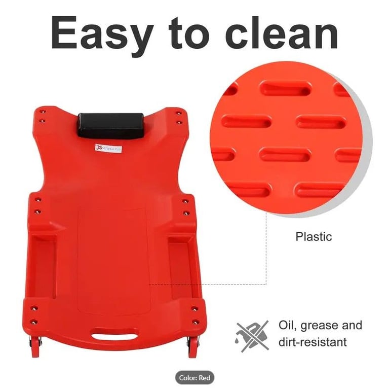 DURHAND Mechanic Vehicle Creeper Under Car Repair Padded Headrest Rolling Moulded Workshop, New.