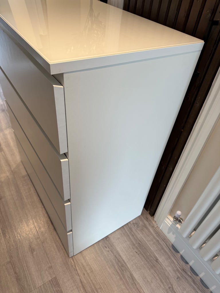 IKEA malm chest of drawers with glass top