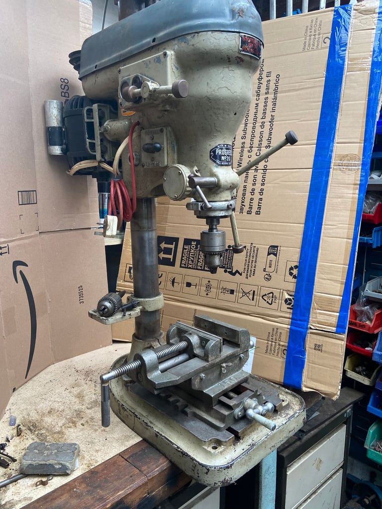 image for Vintage Elliott Progress 2G Pillar Drill - Single Phase + 150mm Vice