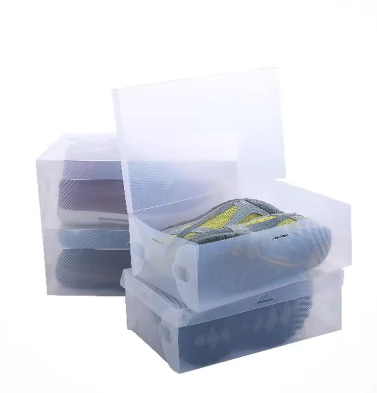 10 Transparent Waterproof Shoe Storage Boxes – Clear Plastic, Foldable & Stackable